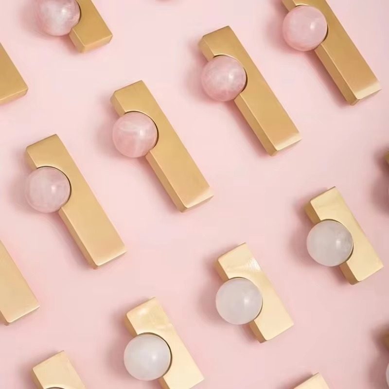 Furniture Hardware Drop Pulls - Bola Kristal Putih + Gagang Furnitur
