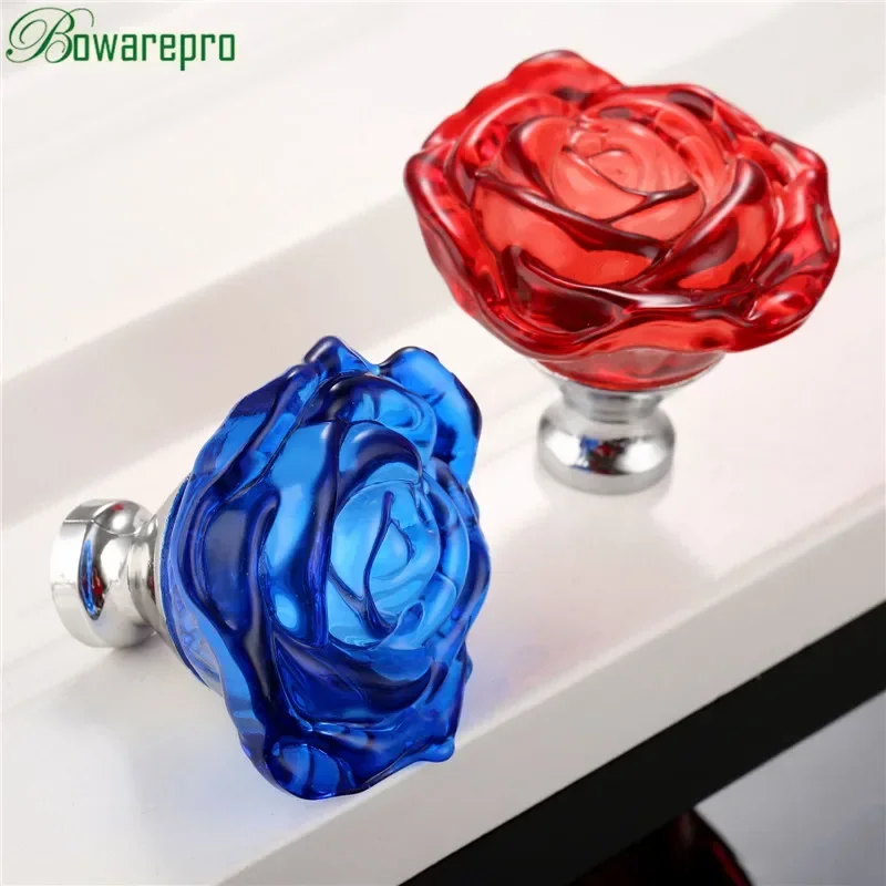 Furniture Hardware Manufacturer - Bowarepro 50MM Kristal Mawar Kaca Menangani